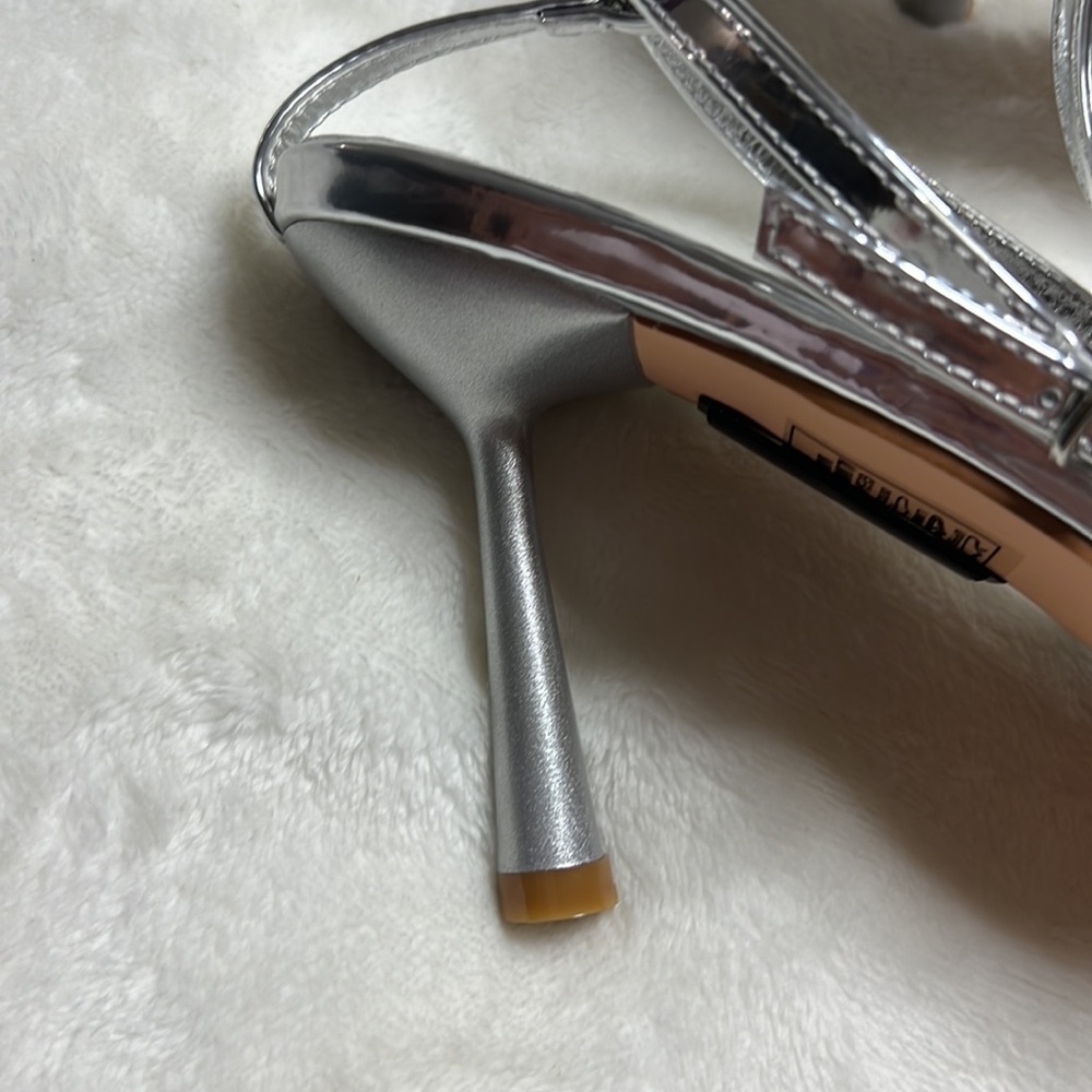 👡NWOT Silver Strappy Ribbon Stilleto Sandals - Picture 7 of 8